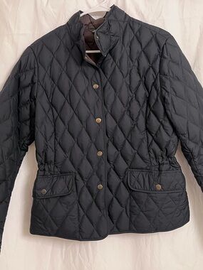Eddie Bauer Black Quilted Snap-Front Puffer Jacket